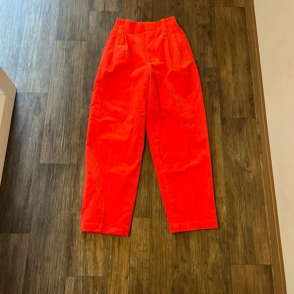 Marni x Uniqlo Red Corduroy High Rise Tapered Leg Pants XXS - Picture 4 of 8